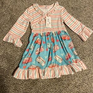 NWT Pete + Lucy Striped Happy Camper Ruffle Dress